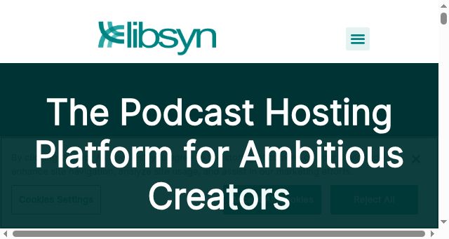 Screenshot of libsyn.com