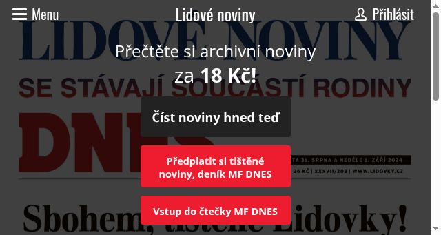 Screenshot of lidovenoviny.cz