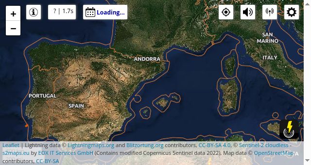 Screenshot of lightningmaps.org