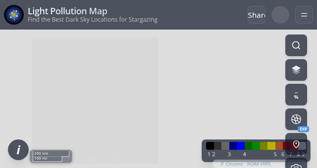 Screenshot of lightpollutionmap.app