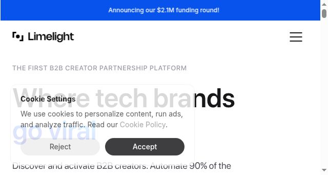 Screenshot of limelighthq.com