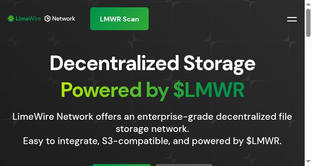 Screenshot of limewire.network