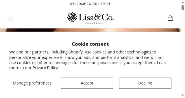 Screenshot of lisaandcocosmetics.com
