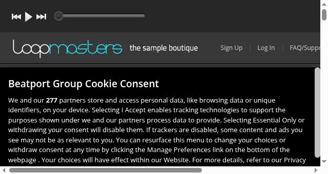 Screenshot of loopmasters.com