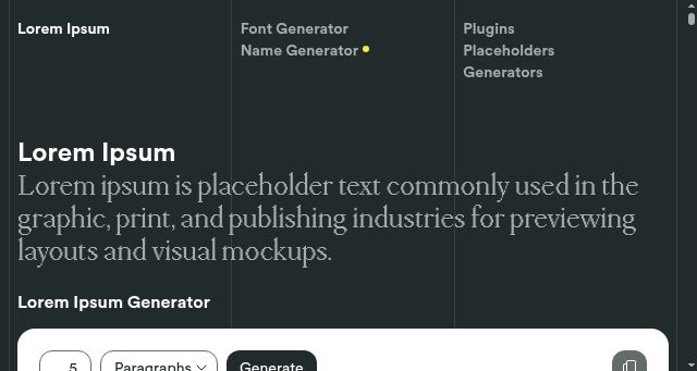 Screenshot of loremipsum.io