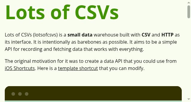 Screenshot of lotsofcsvs.com