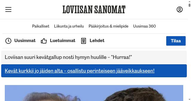 Screenshot of loviisansanomat.fi
