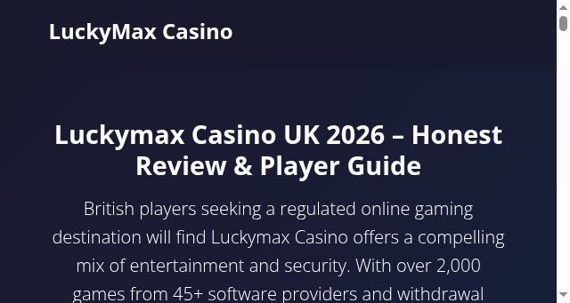 Screenshot of luckymaxcasino.org.uk