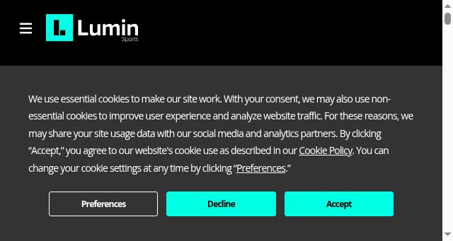 Screenshot of luminsports.com