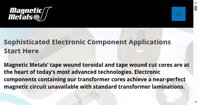 Screenshot of magneticmetals.com