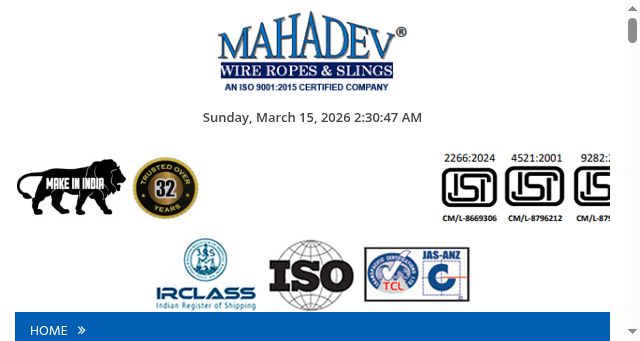 Screenshot of mahadevropes.com