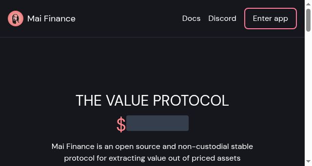 Screenshot of mai.finance