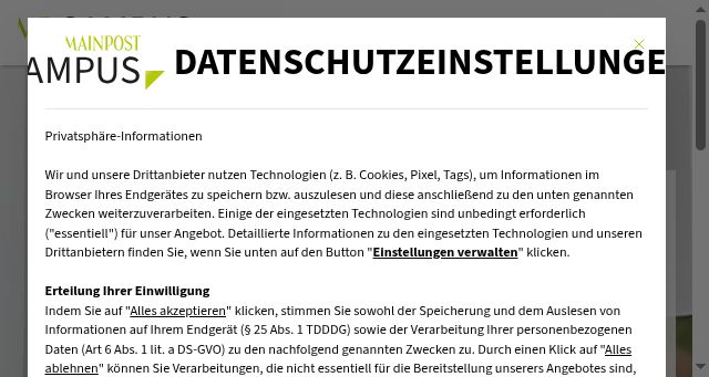 Screenshot of mainpost-campus.de