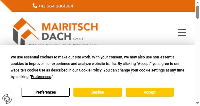 Screenshot of mairitsch-dach.at