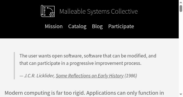 Screenshot of malleable.systems
