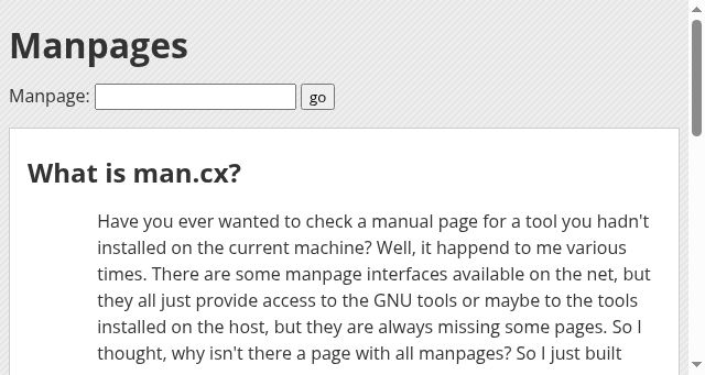 Screenshot of man.cx