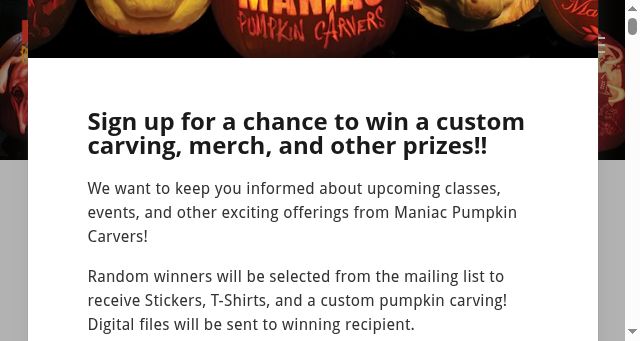 Screenshot of maniacpumpkincarvers.com