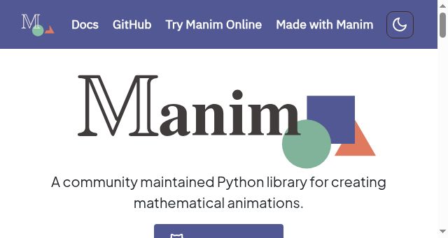 Screenshot of manim.community