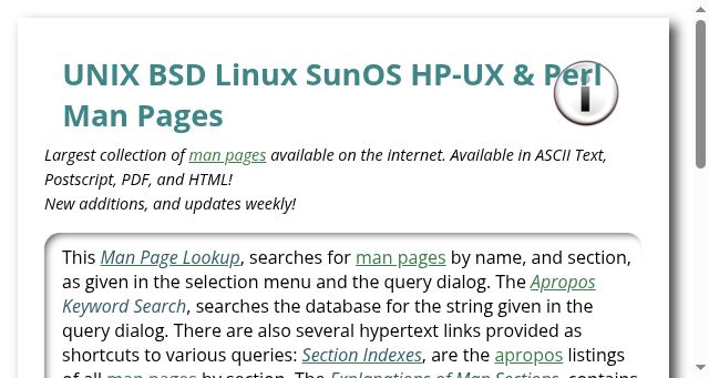 Screenshot of manpage.me
