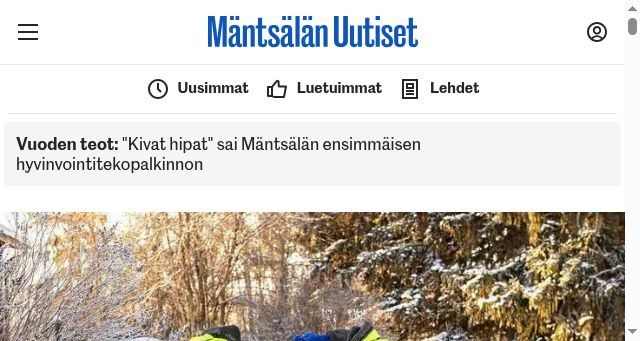 Screenshot of mantsalanuutiset.fi