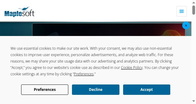 Screenshot of maplesoft.com