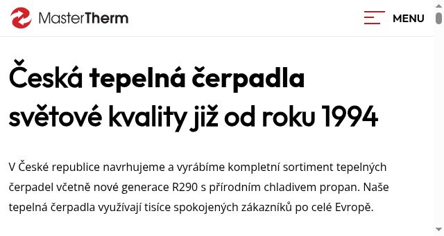 Screenshot of mastertherm.cz