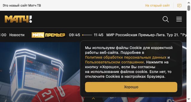 Screenshot of matchtv.ru