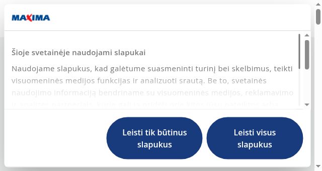 Screenshot of maxima.lt