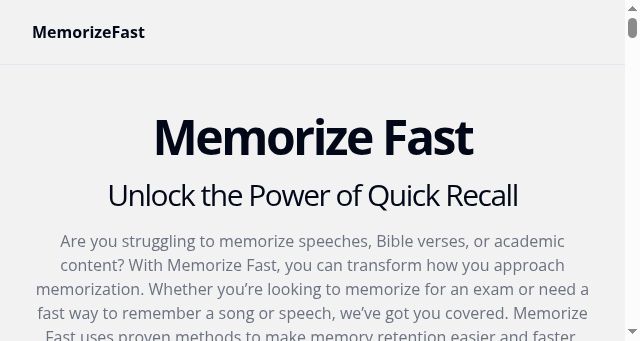 Screenshot of memorizefast.org