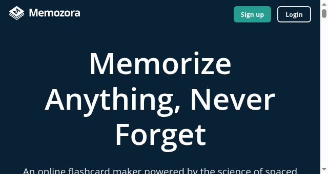 Screenshot of memozora.com