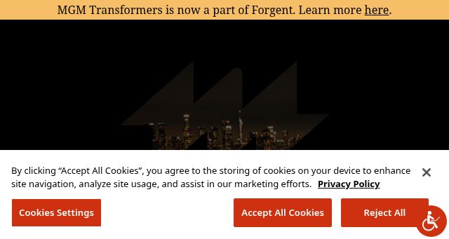 Screenshot of mgmtransformers.com