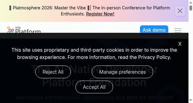 Screenshot of mia-platform.eu