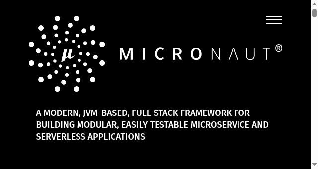 Screenshot of micronaut.io