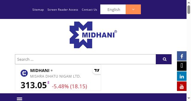 Screenshot of midhani-india.in