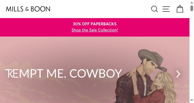 Screenshot of millsandboon.com.au