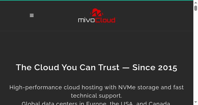 Screenshot of mivocloud.com