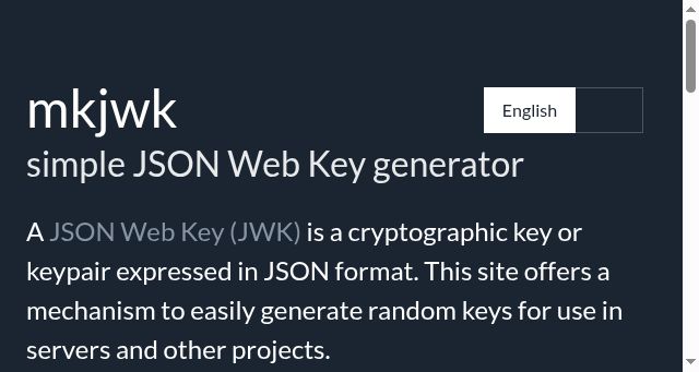 Screenshot of mkjwk.org