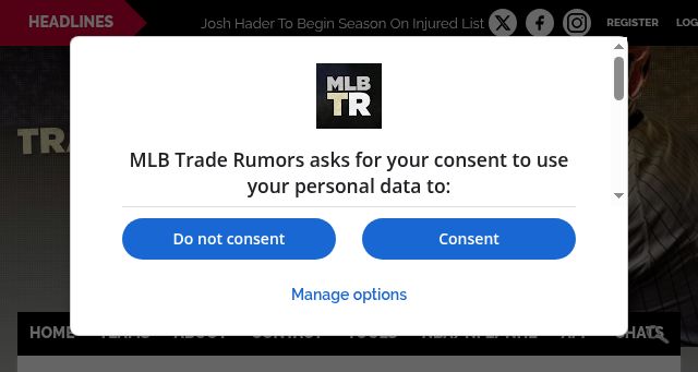 Screenshot of mlbtraderumors.com