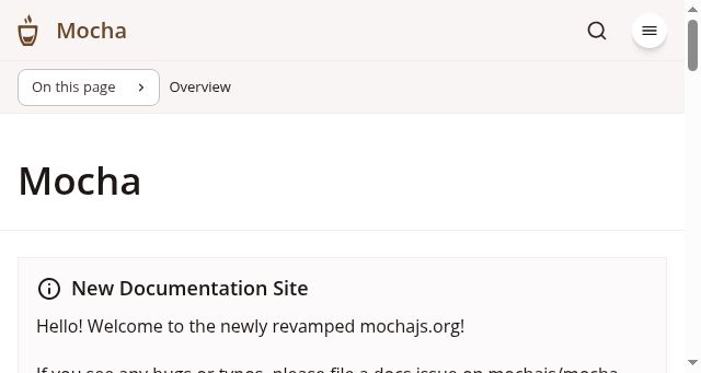 Screenshot of mochajs.org