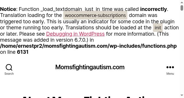 Screenshot of momsfightingautism.com