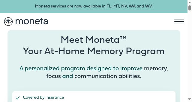 Screenshot of moneta.health