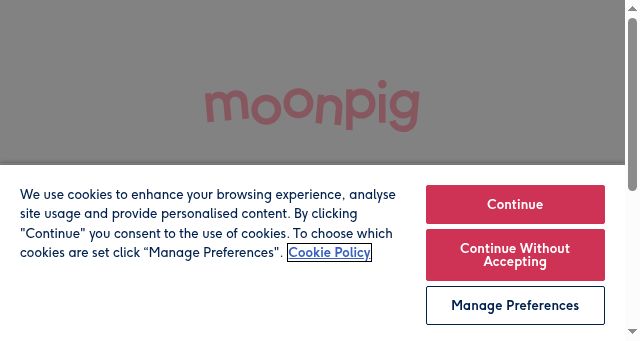 Screenshot of moonpig.com