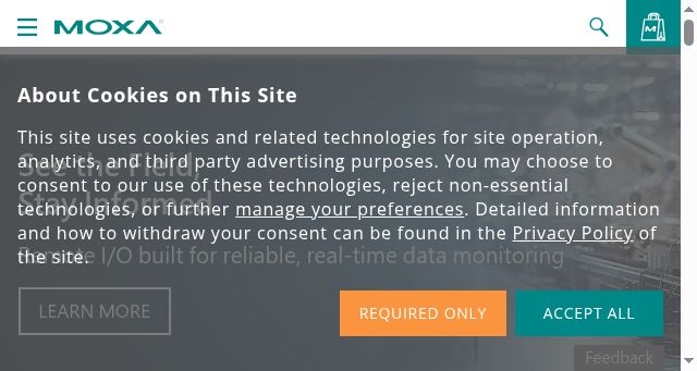 Screenshot of moxa.com