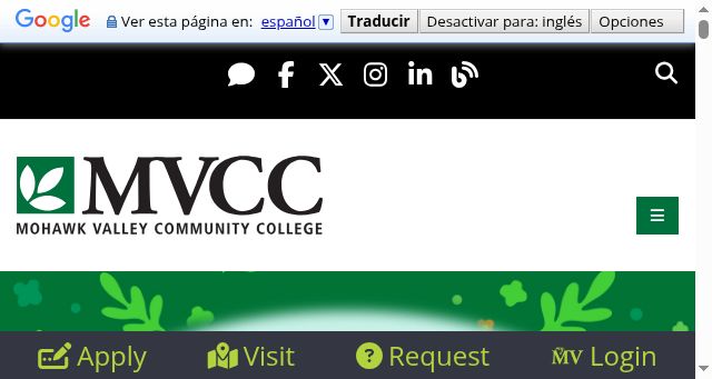 Screenshot of mvcc.edu