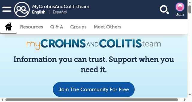 Screenshot of mycrohnsandcolitisteam.com