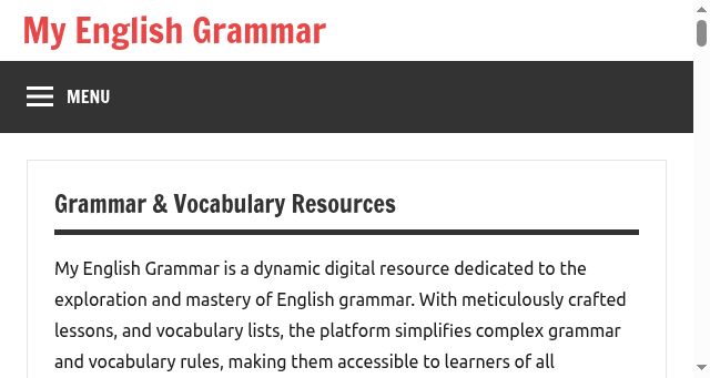 Screenshot of myenglishgrammar.com