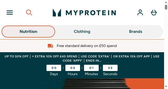 Screenshot of myprotein.com