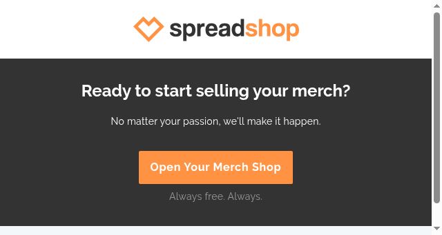 Screenshot of myspreadshop.com