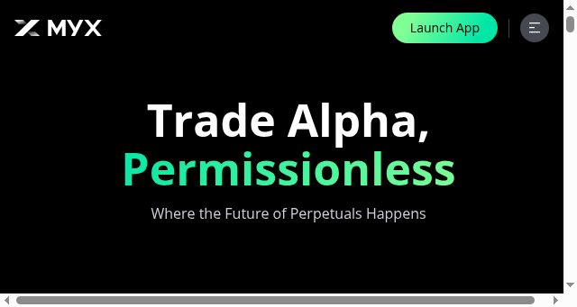 Screenshot of myx.finance