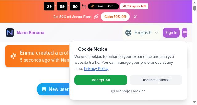 Screenshot of nanobanana-ai.org
